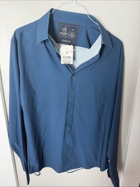 Rugby Stretch Long-Sleeve Dress Shirt in Blue